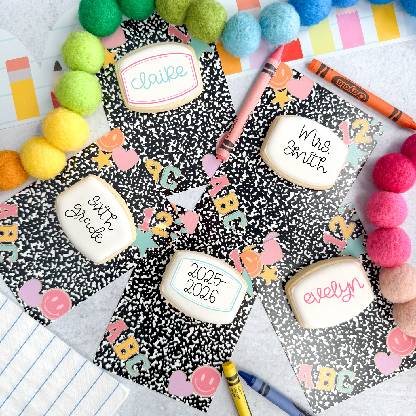 2025 composition notebook 3.5 x 5" cookie cards - pack of 24
