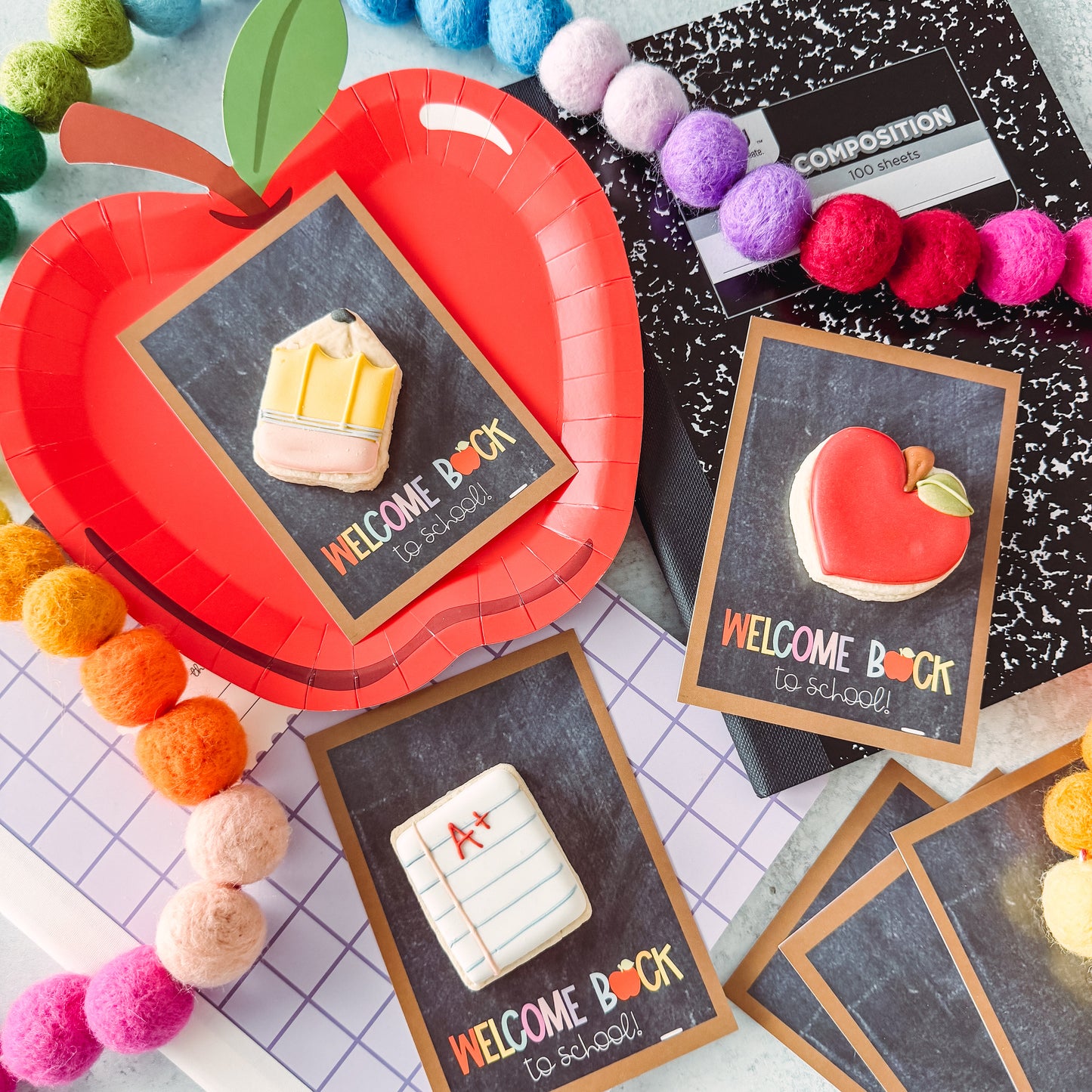 2026 chalkboard welcome back to school 3.5x5" cookie cards - pack of 24