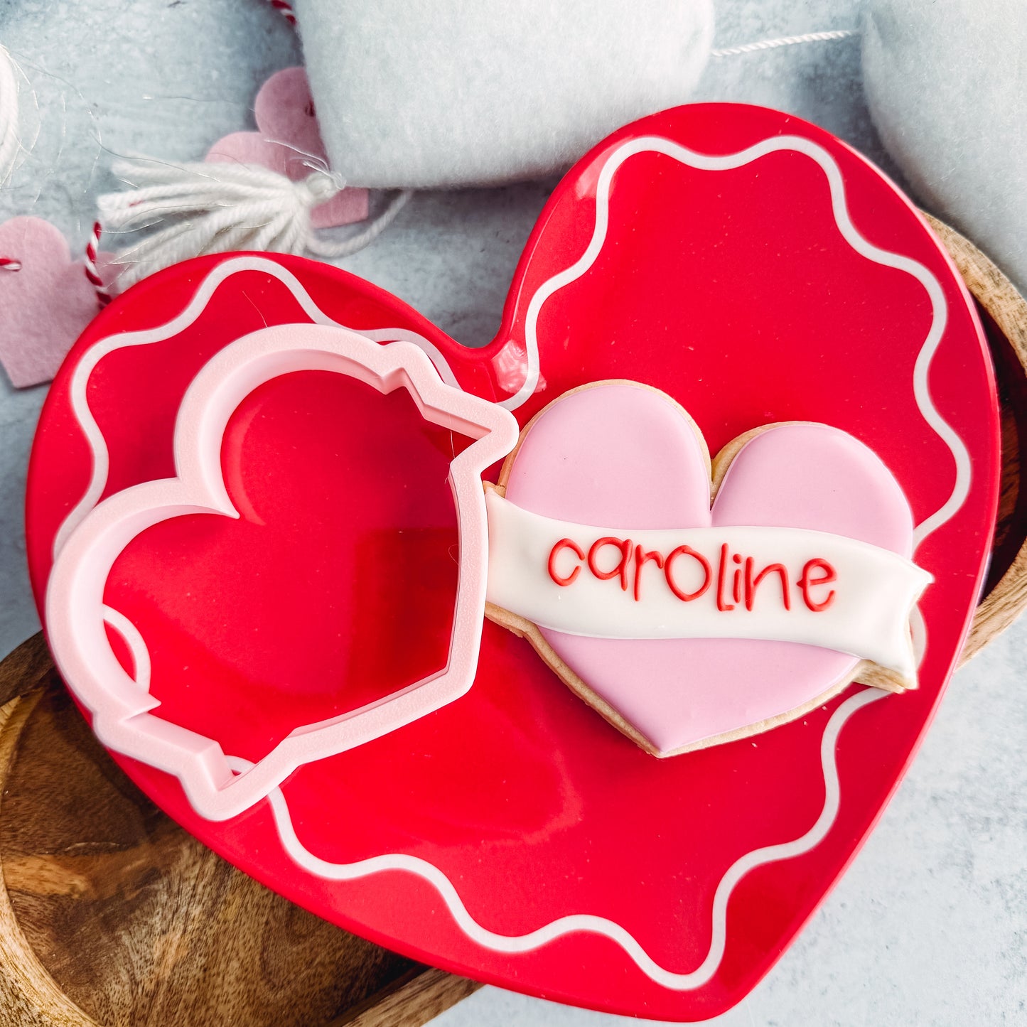heart with banner regular size cookie cutter