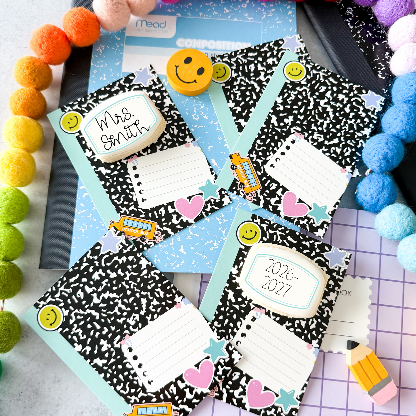 2026 composition book blank 3.5x5" cookie cards - pack of 24