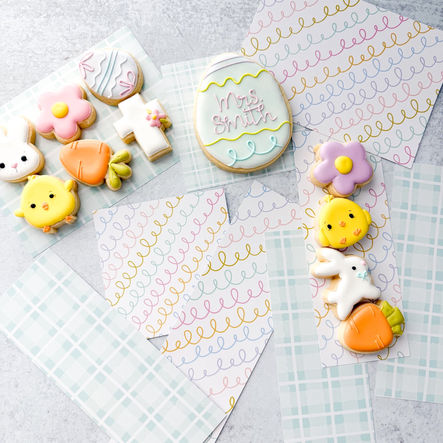 loops and blue plaid double sided box backers - pack of 24