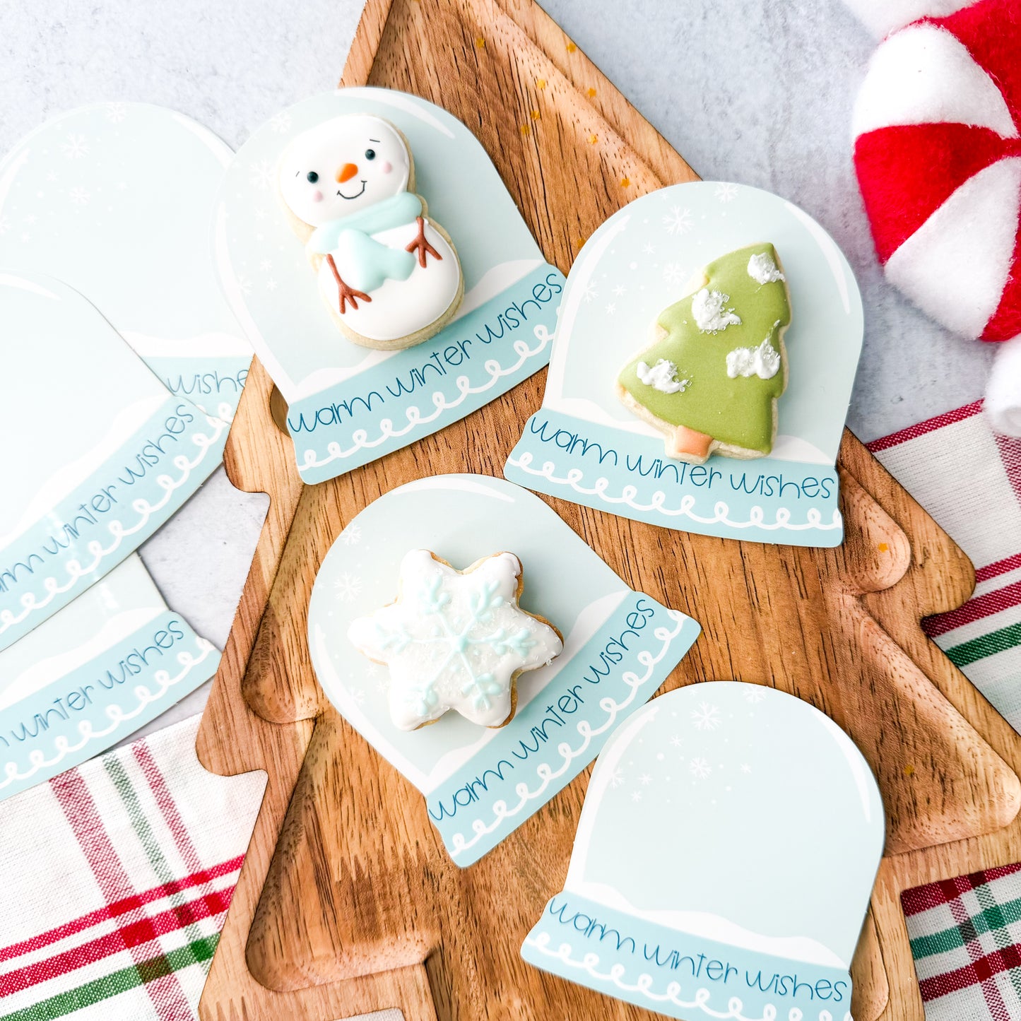 snowglobe die cut mini cookie cards 3.5 x 3.5" cookie cards - pack of 24