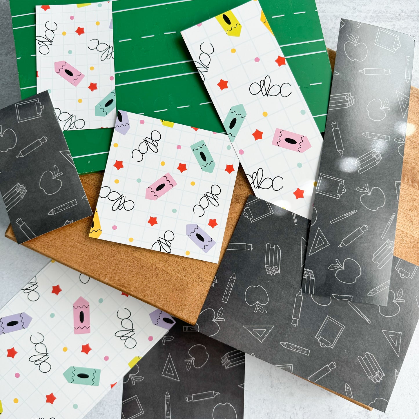 chalkboard doodles and school graph paper double sided box backers - pack of 24