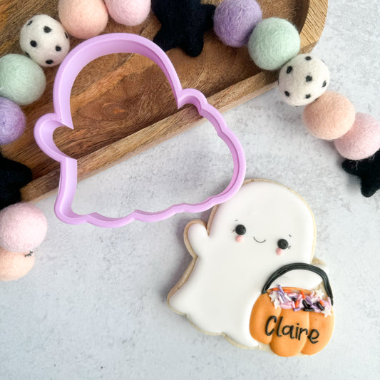 ghost with treat bucket regular size cookie cutter