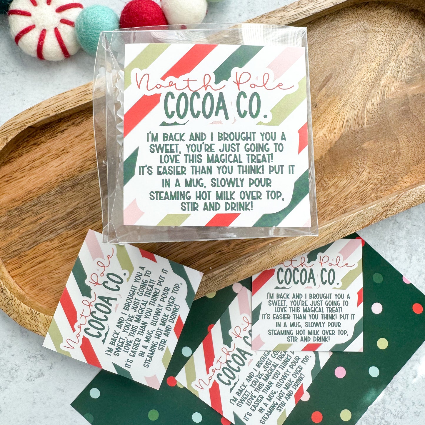 north pole cocoa co. 2.5" square stickers - pack of 24