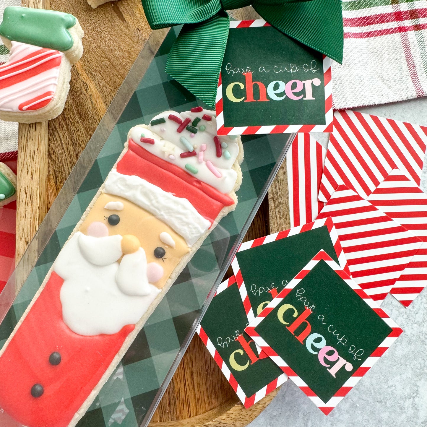 green have a cup of cheer square tags - pack of 24