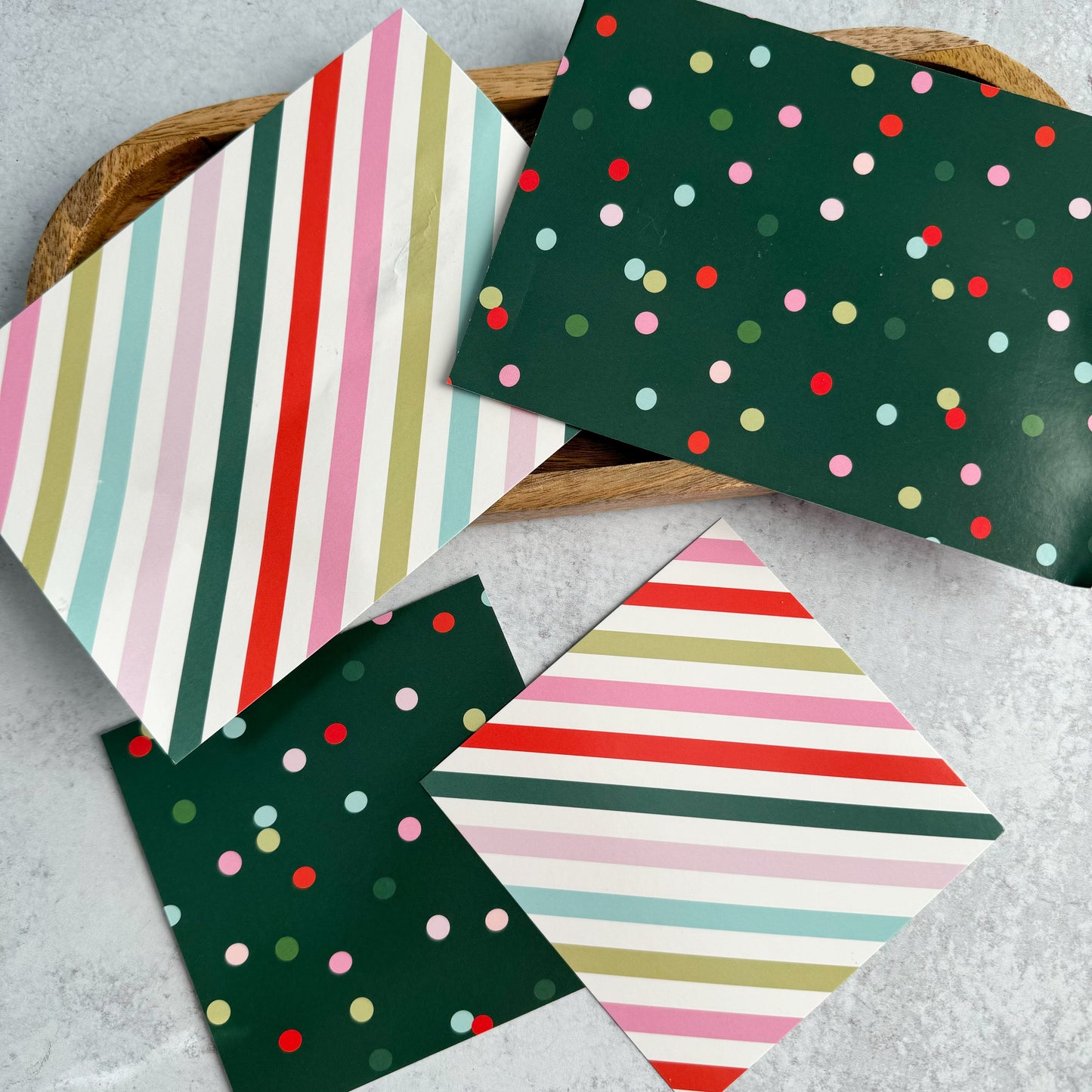 green dots and multi stripes double sided box backers - pack of 24