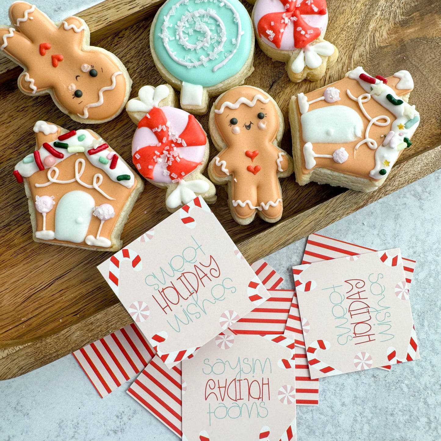 pink sweet holiday wishes square tags - pack of 24