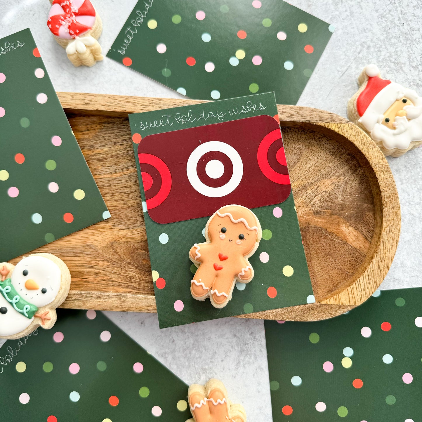green dot sweet holiday wishes gift card 3.5x5" cookie cards - pack of 24