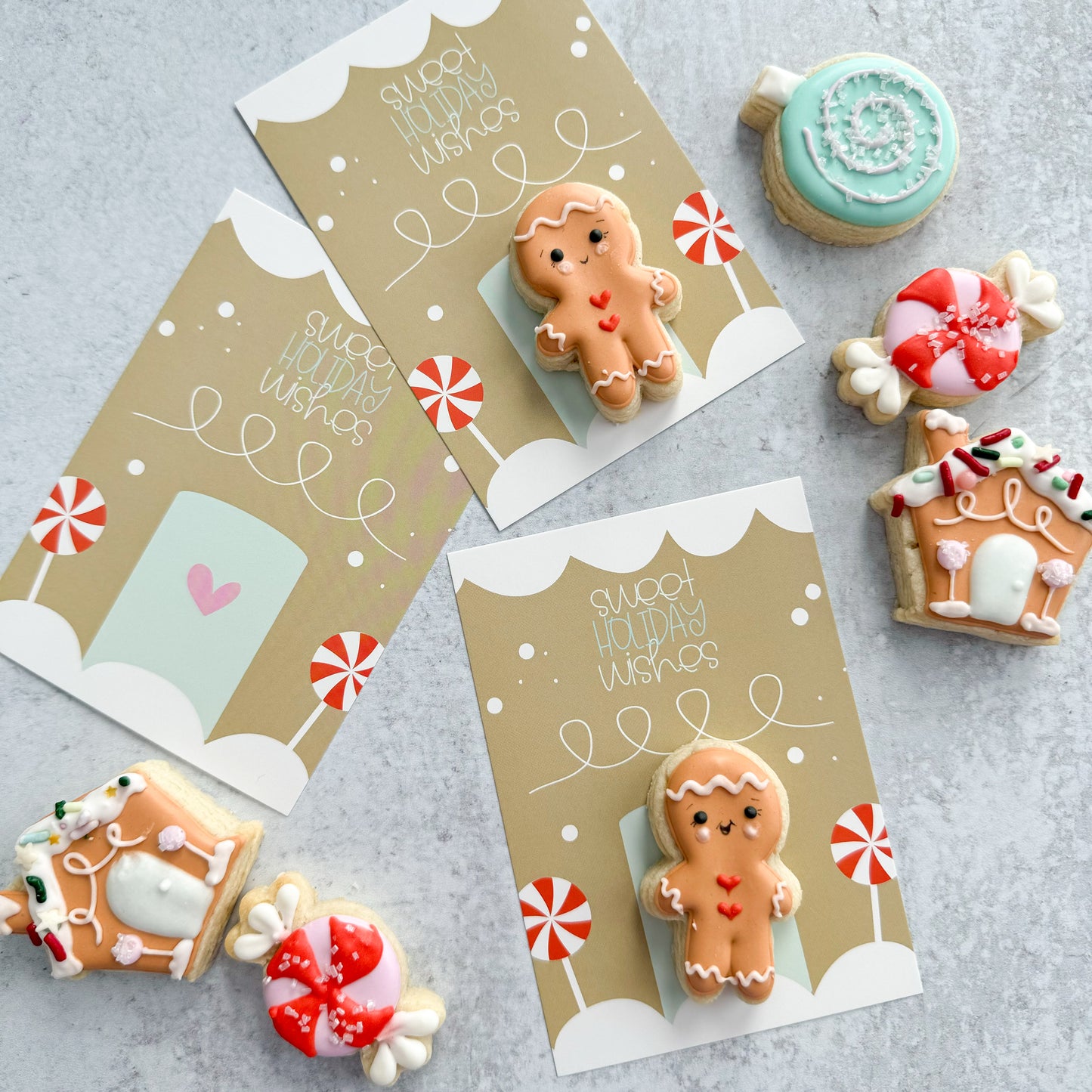 sweet holiday wishes gingerbread house 3.5x5" cookie cards - pack of 24