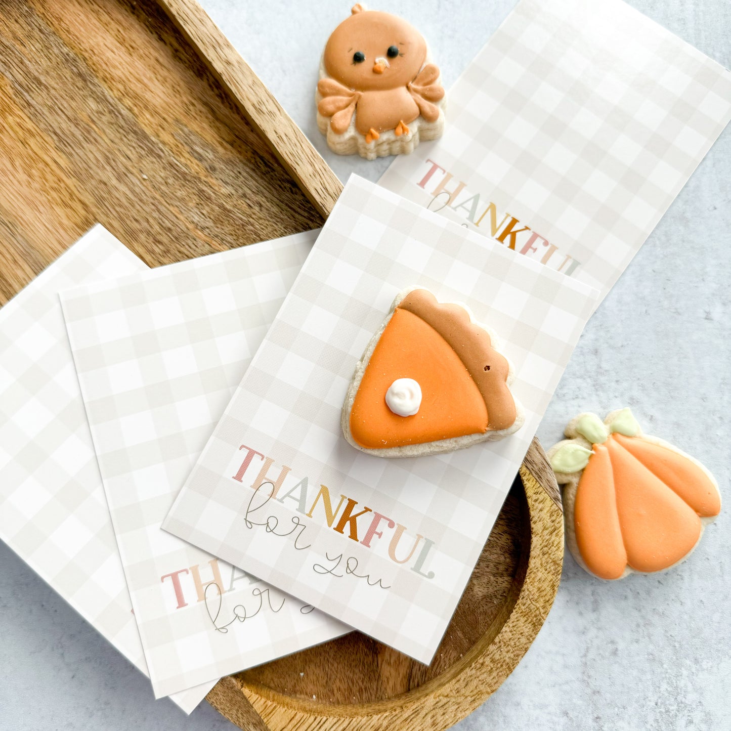 2024 gingham thankful for you 3.5x5" cookie cards - pack of 24