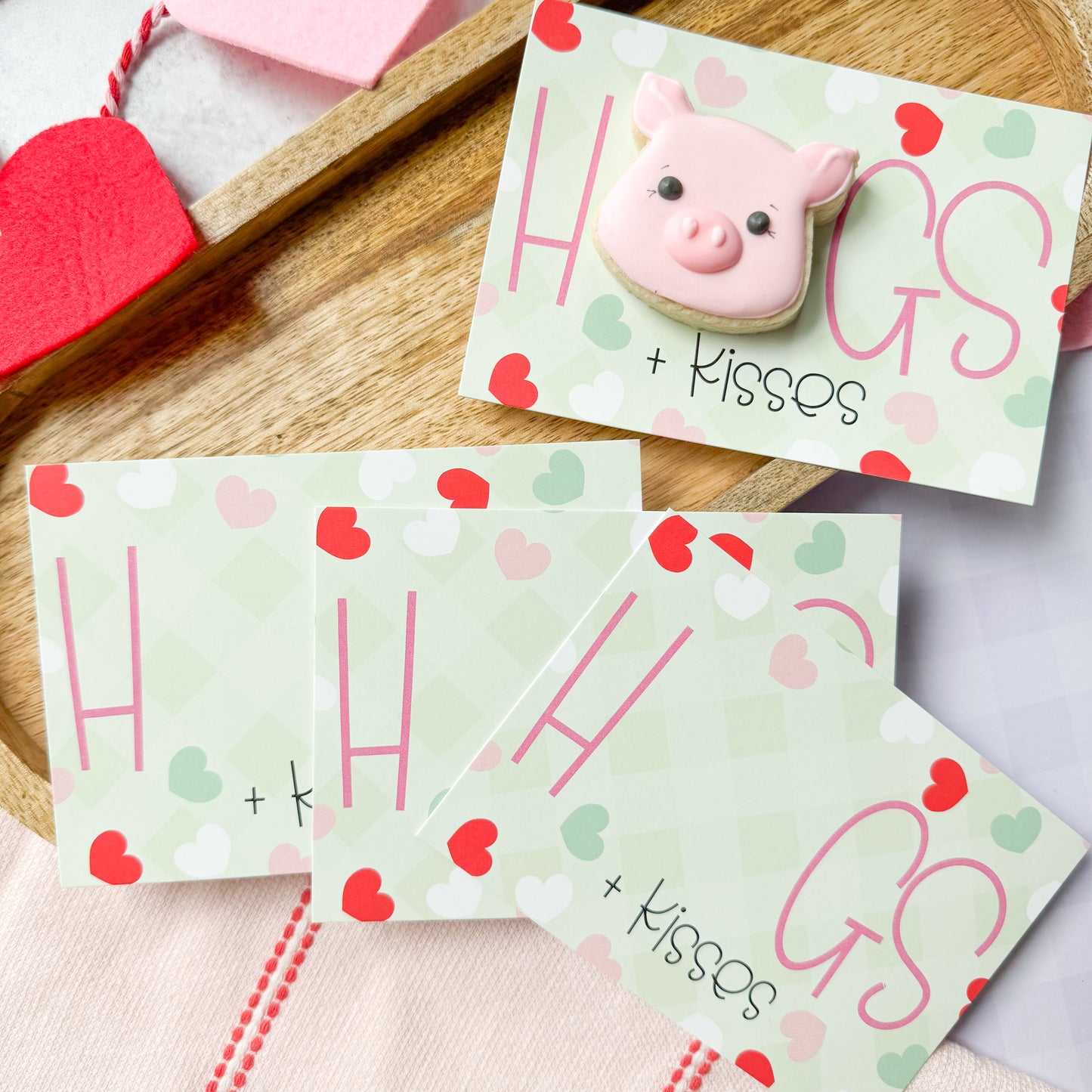 hogs and kisses 5x3.5" cookie cards - pack of 24