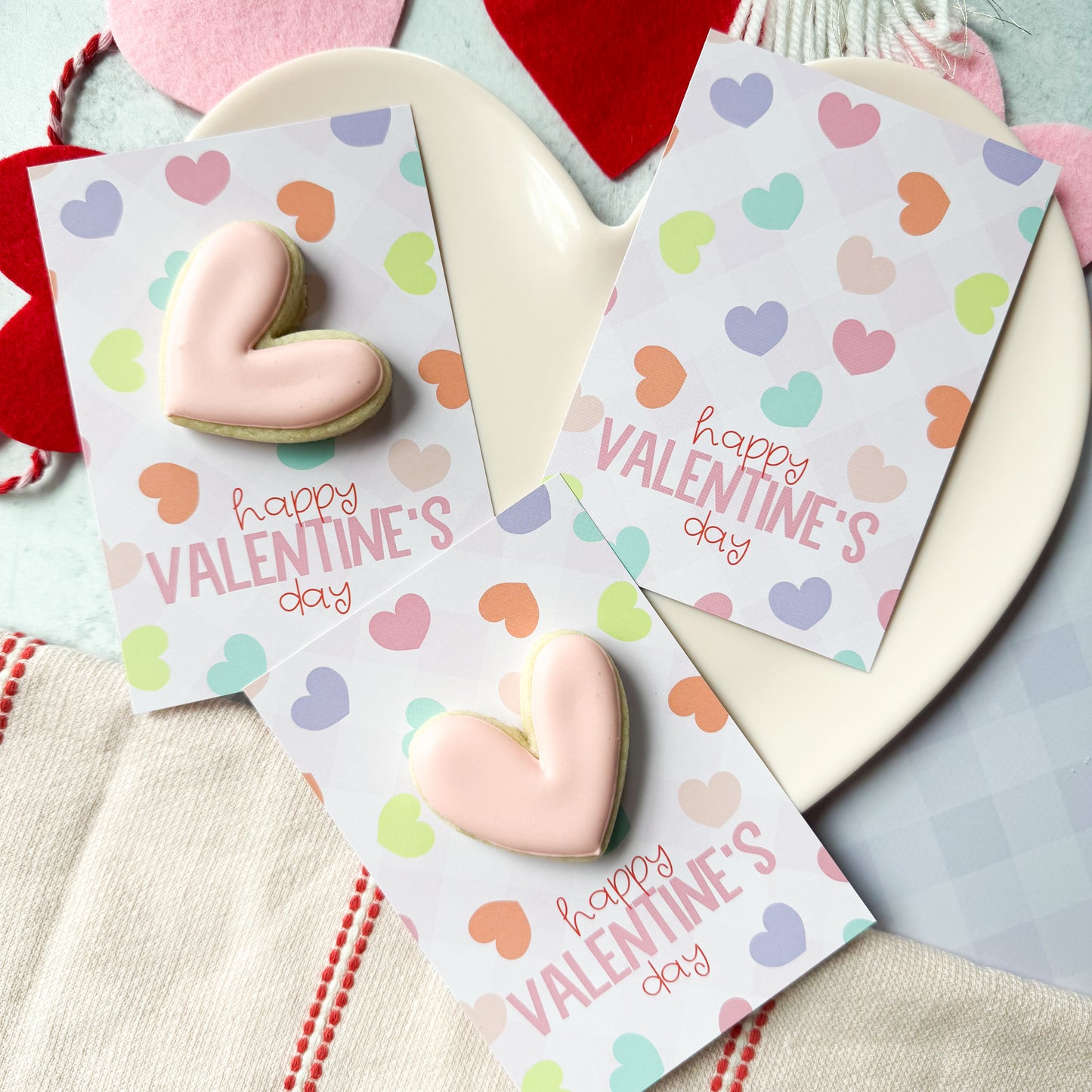 pink 2025 happy valentines day 3.5x5" cookie cards - pack of 24
