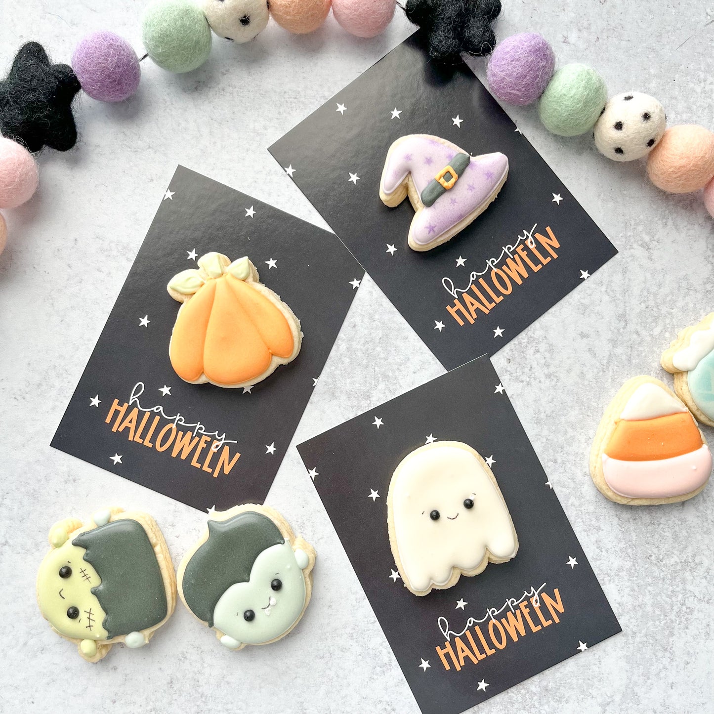 black happy halloween 3.5x5" cookie cards - pack of 24