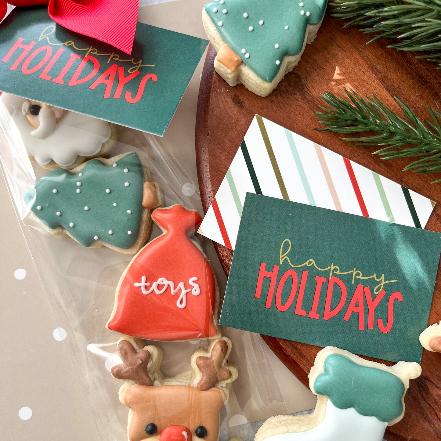 happy holidays rectangle tags - pack of 24