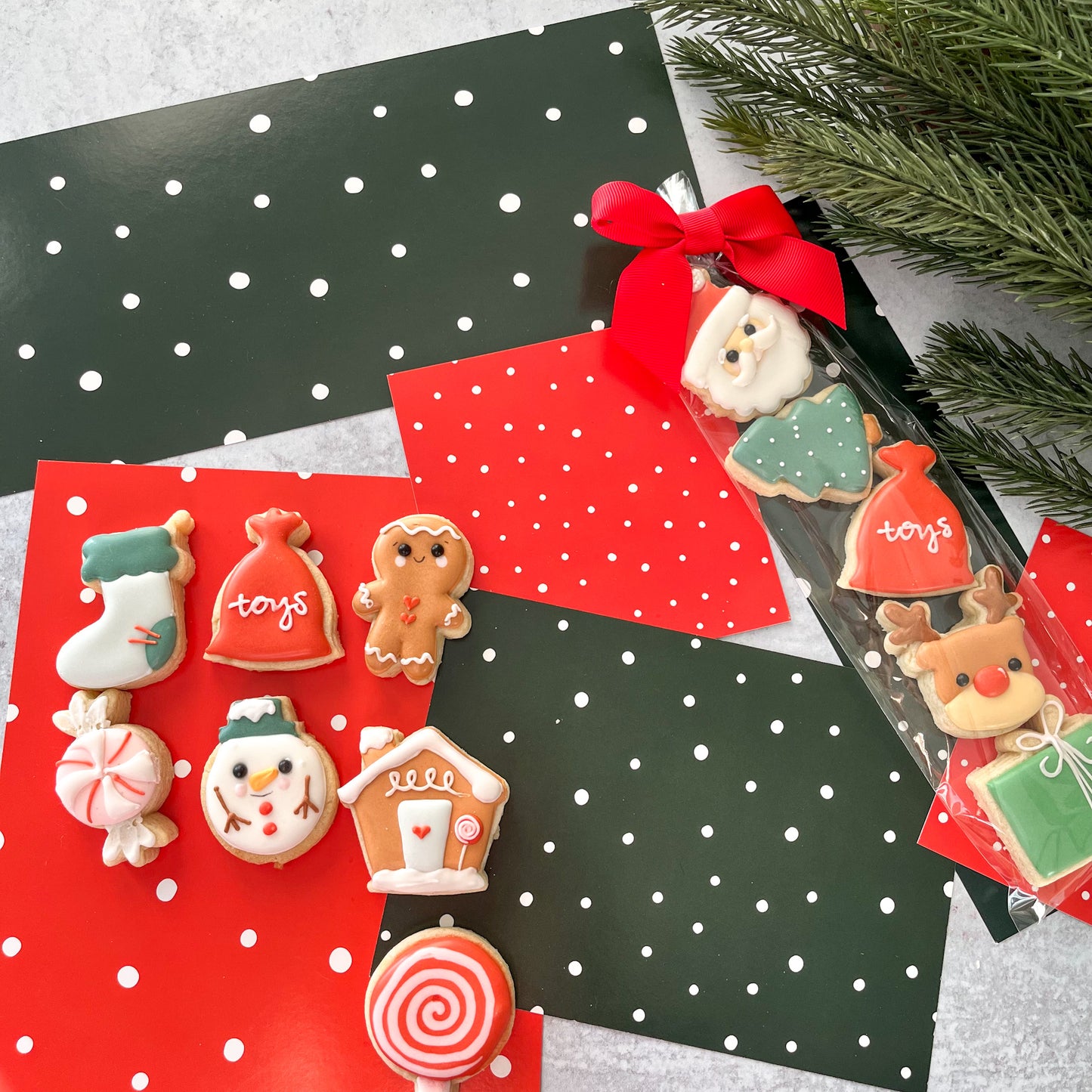 red & dark green double sided holiday box backers - pack of 24