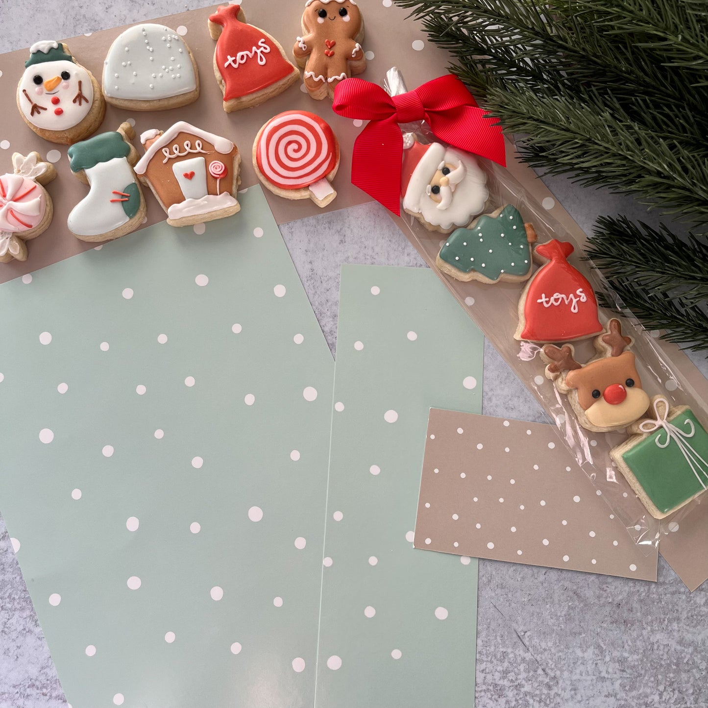 taupe & blue double sided holiday box backers - pack of 24