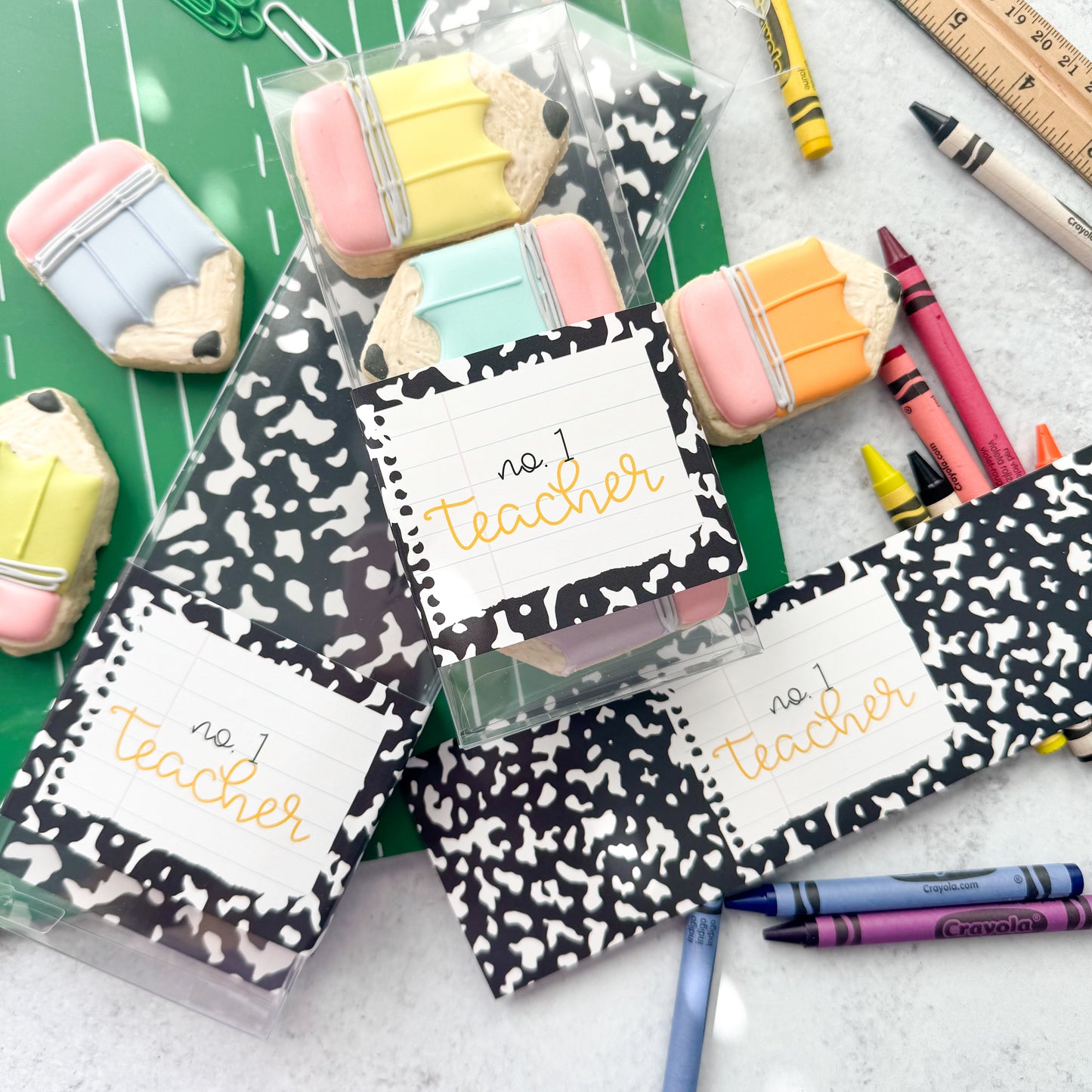no. 1 teacher box wrap stickers - 2.5" x 8"