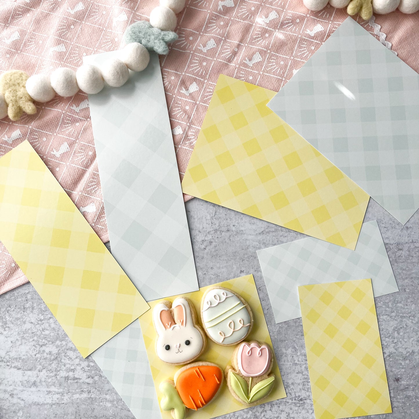 yellow and blue gingham double sided box backers - pack of 24