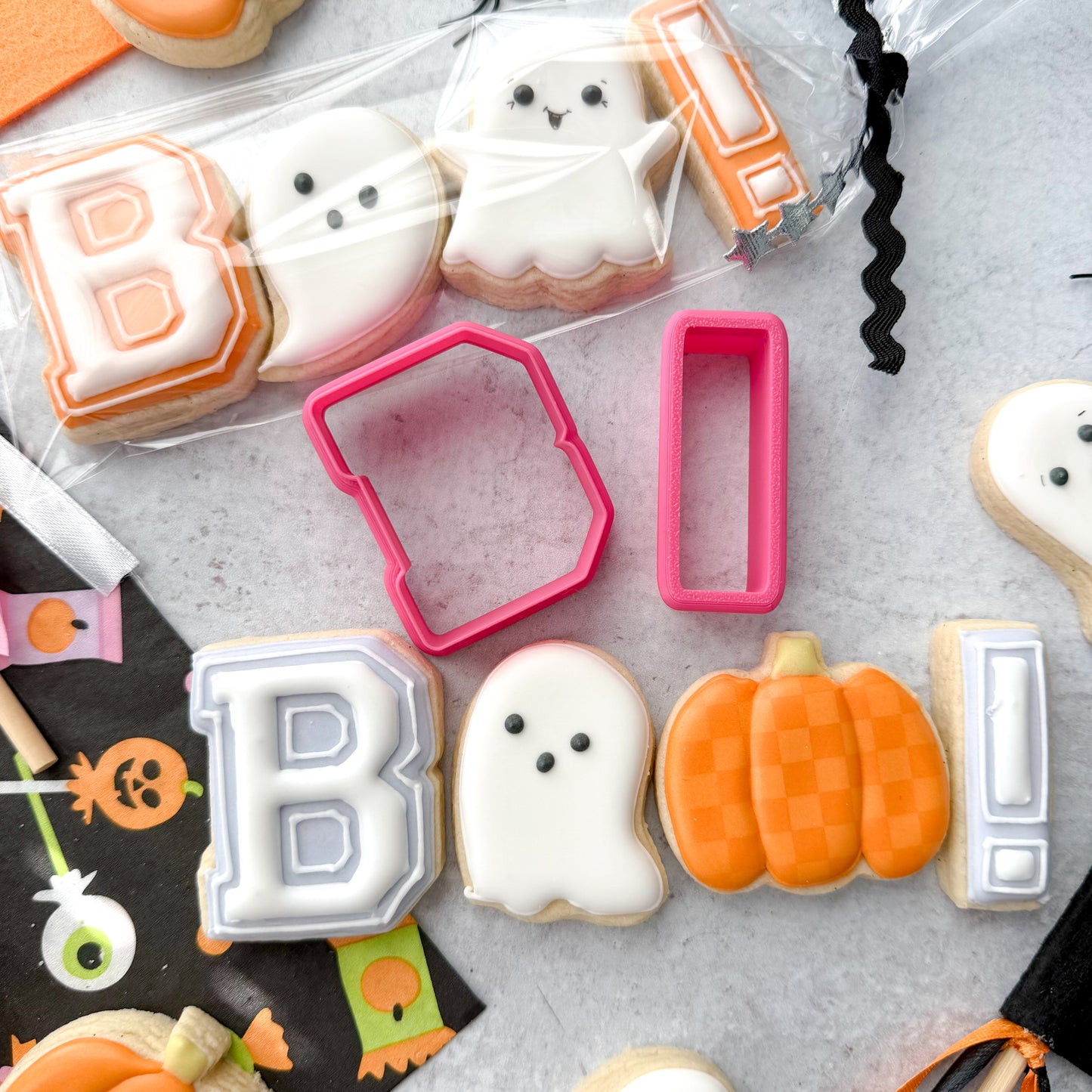 varsity B and exclamation point mini cookie cutter
