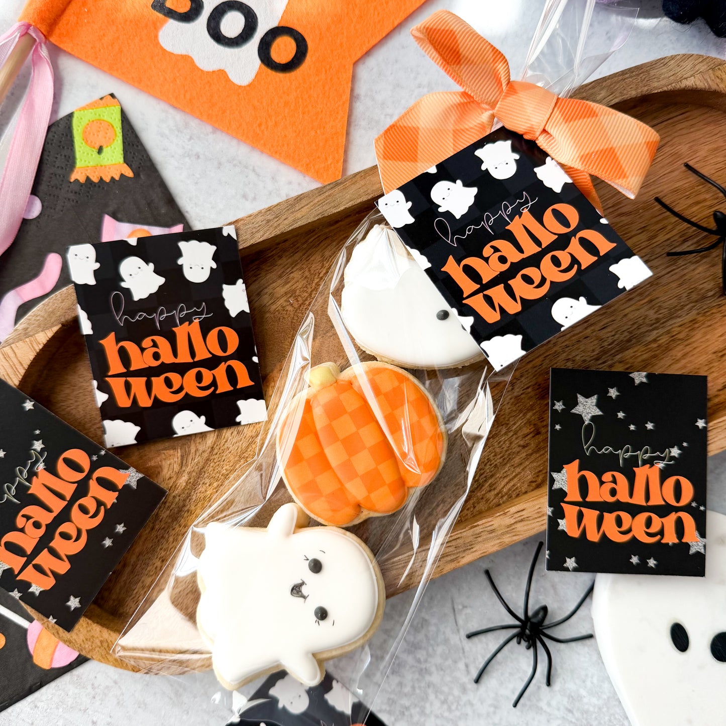 ghosts happy halloween double sided 2.5x2" tags - pack of 24