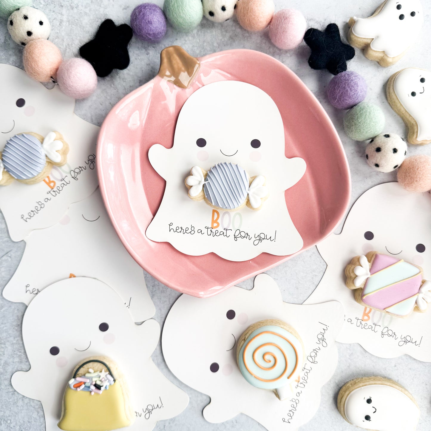 boo ghost die cut 4.5 x 5" cookie cards - pack of 24