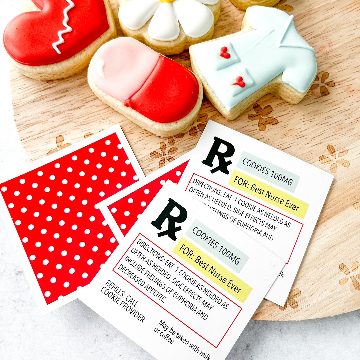 nurse rx 2.5" square tags - pack of 24