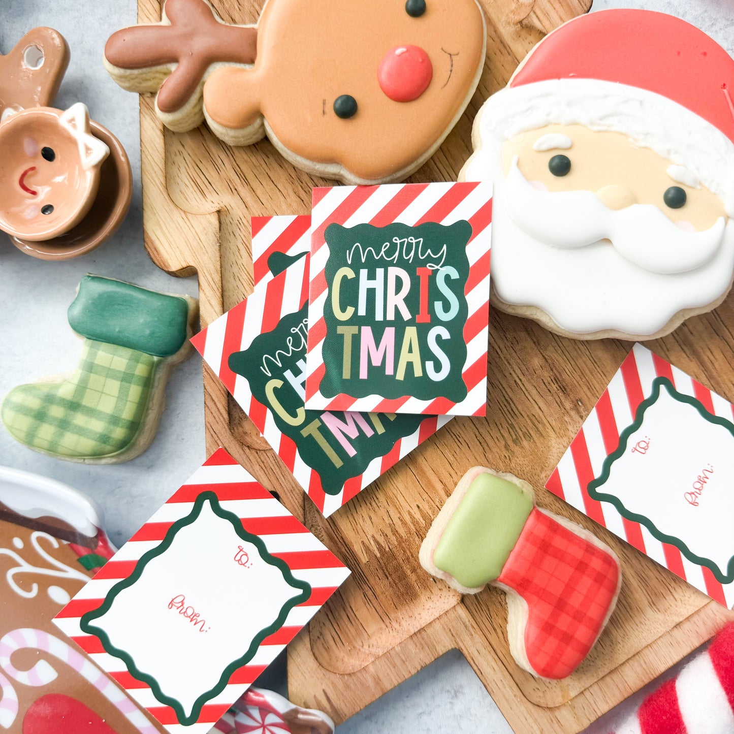 striped merry christmas 2.5x2" tags - pack of 24