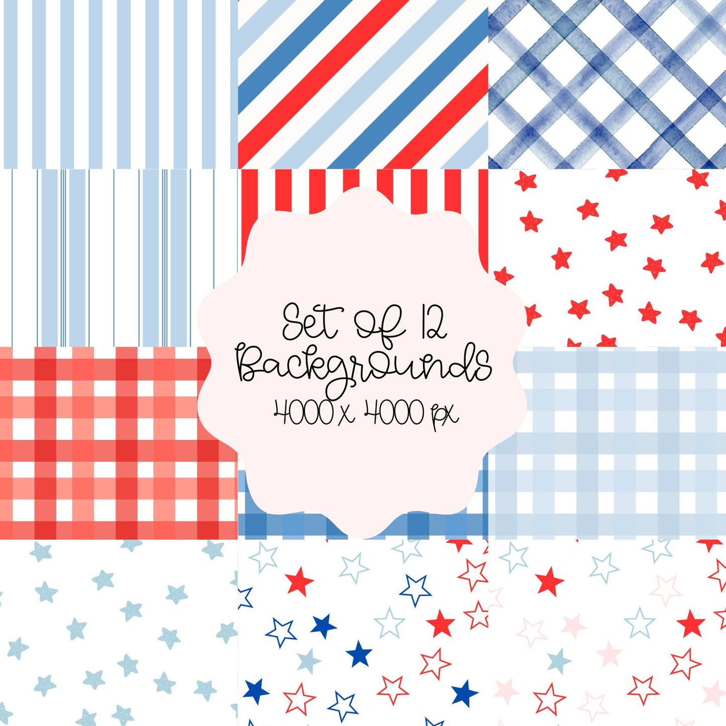 patriotic set of 12 backgrounds for edible printers - digital download