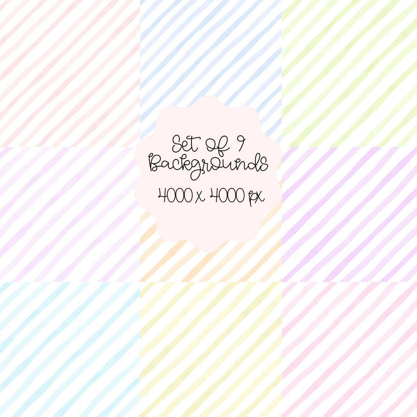 pastel wavy stripes set of 9 backgrounds for edible printers - digital download