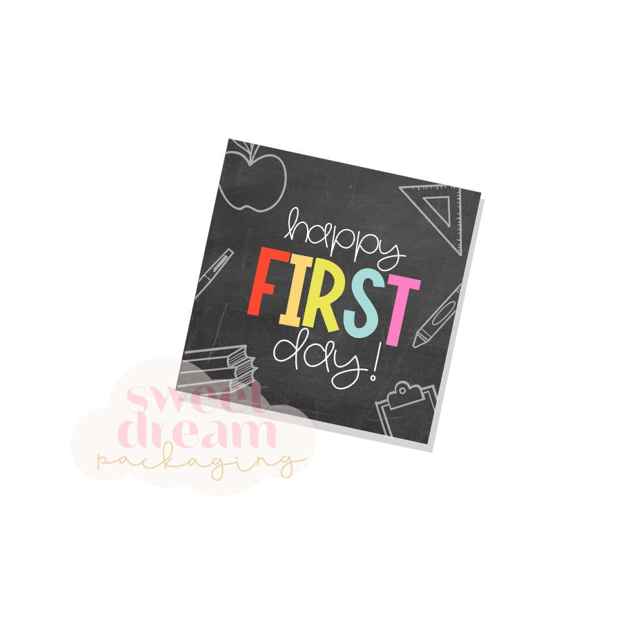 happy first day 2" square tag - digital download