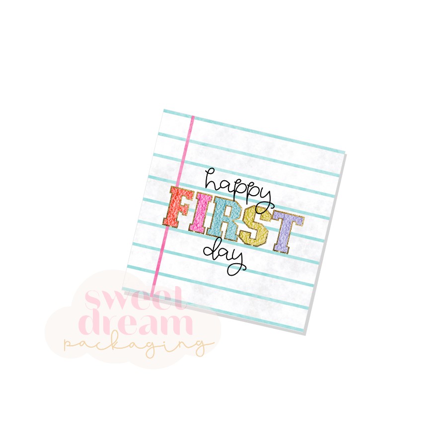 happy first day 2" square tag - digital download