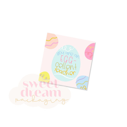 you are an eggcellent teacher 2" square tag - digital download