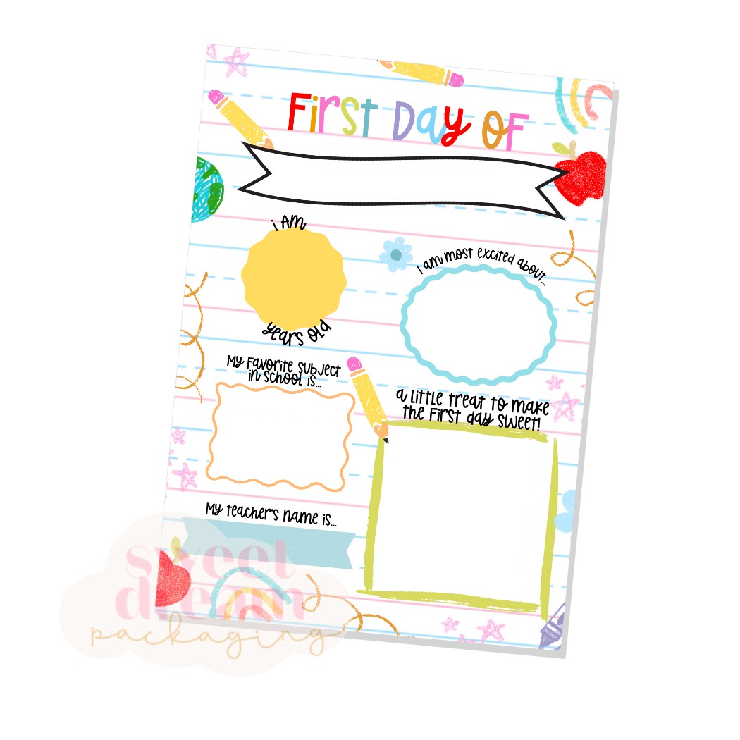 first day of school 5x7" printable cards - digital download