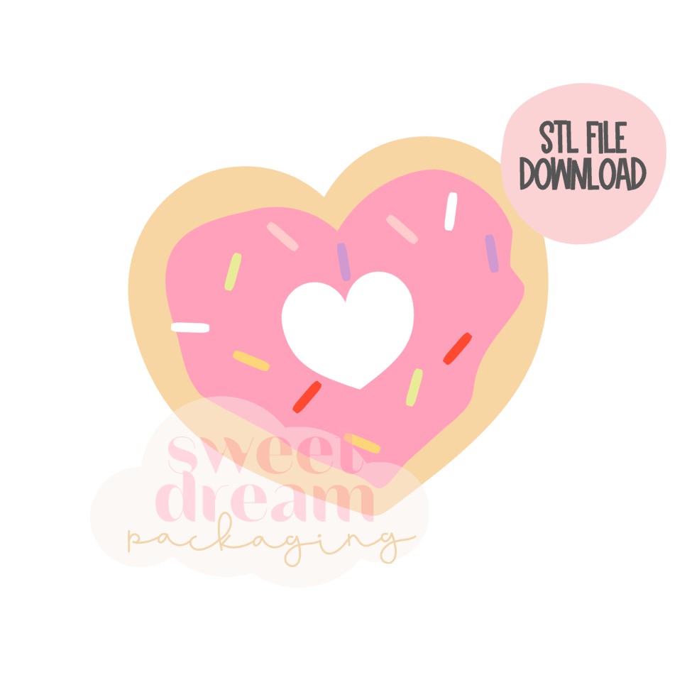 STL FILE DOWNLOAD - heart donut cutter 3.5"