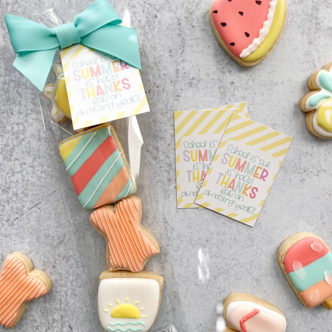 school is out, summer is here rectangle tags - pack of 24