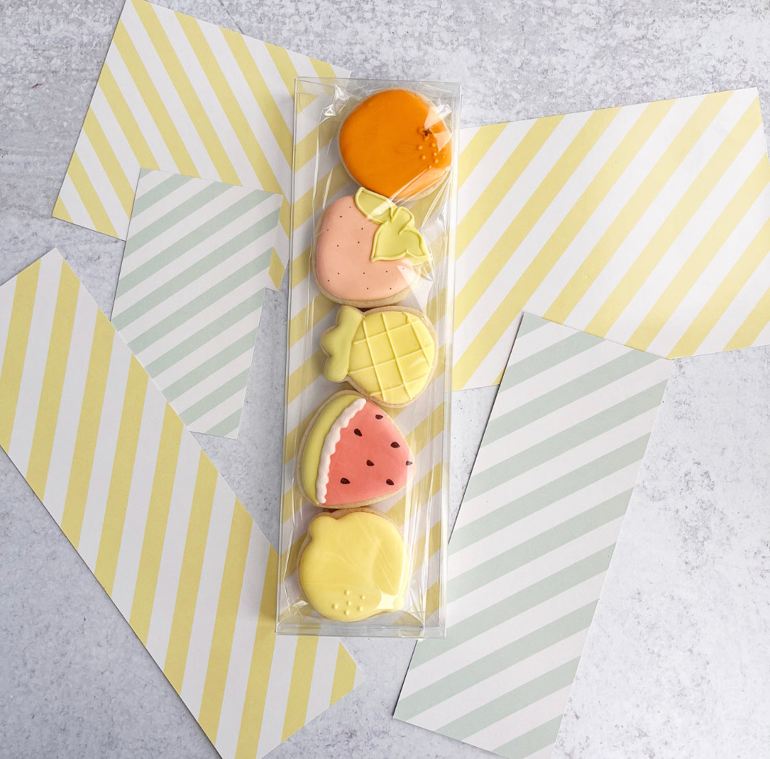 yellow and mint stripes double sided box backers - pack of 24