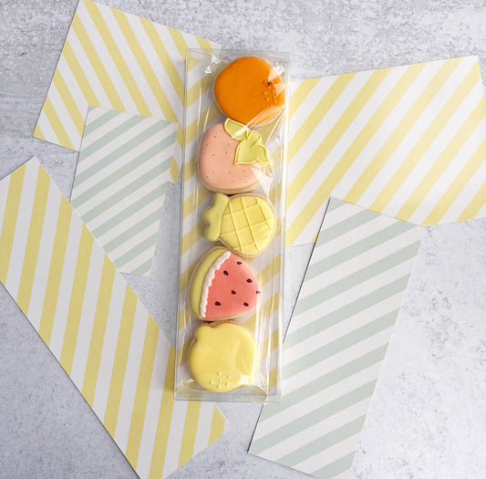 yellow and mint stripes double sided box backers  - pack of 24