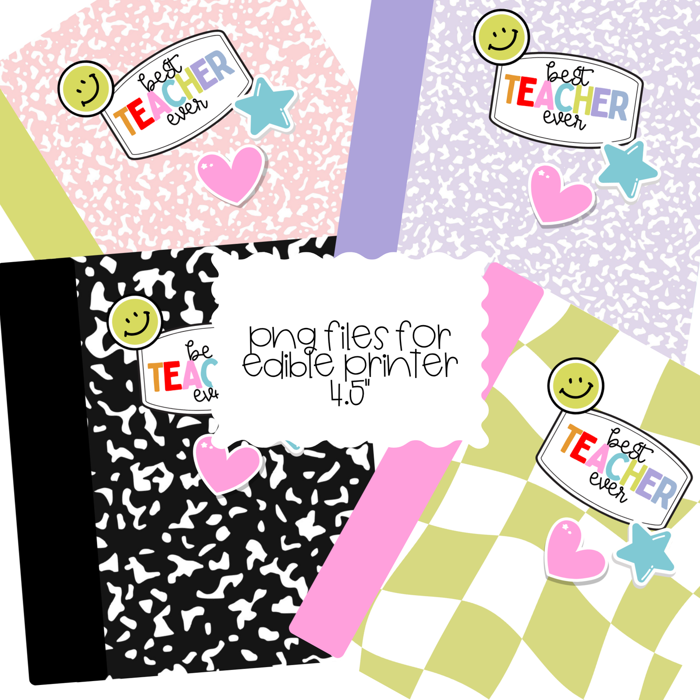 best teacher ever composition book file for edible printers - digital download