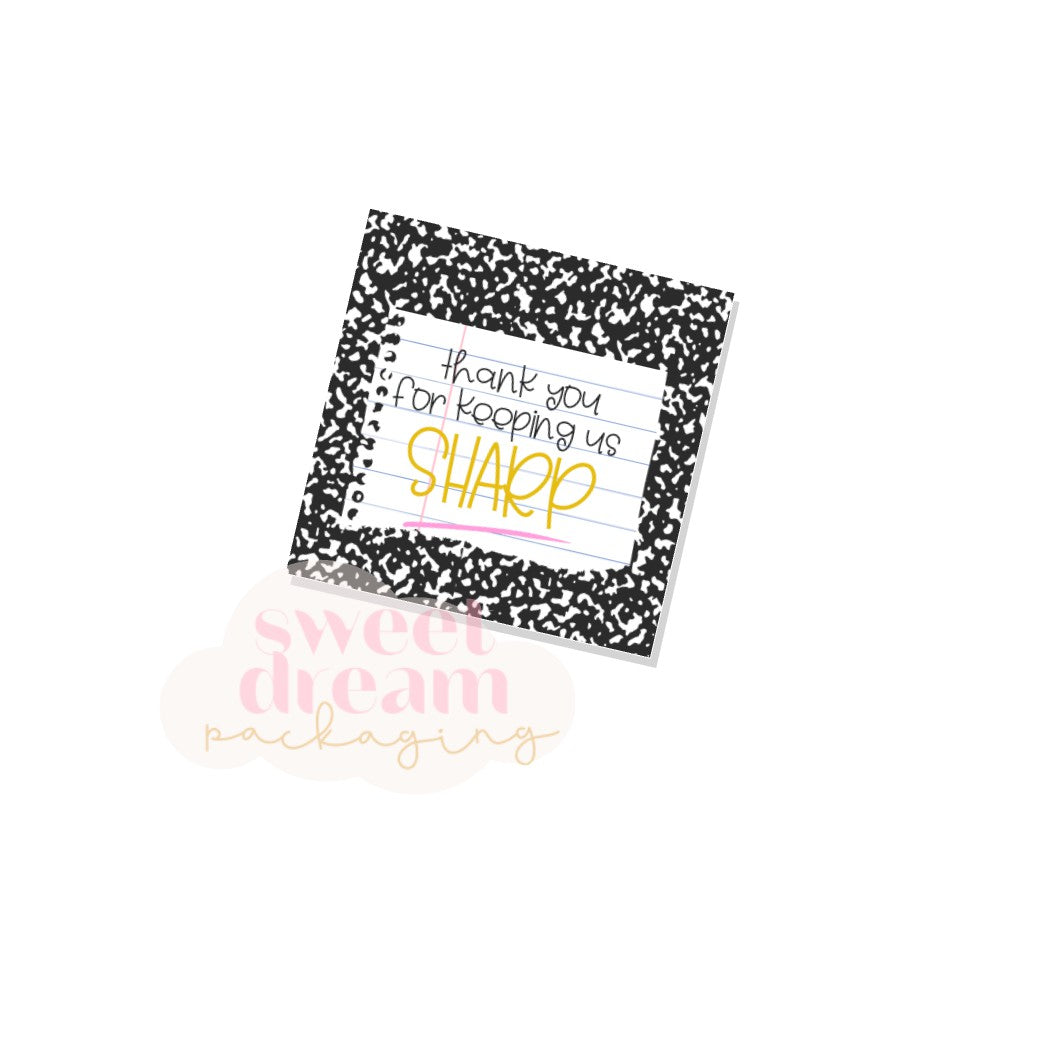 thank you for keeping us sharp 2" square tag - digital download