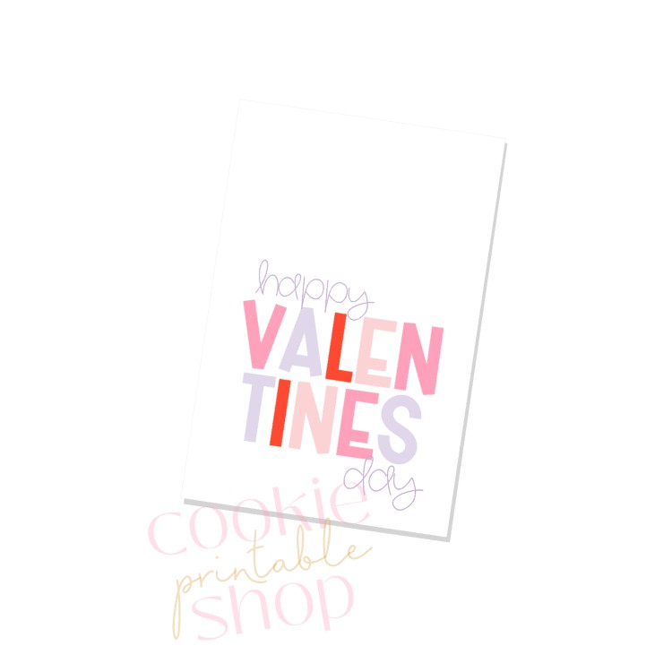 happy valentines day rectangle tag - digital download