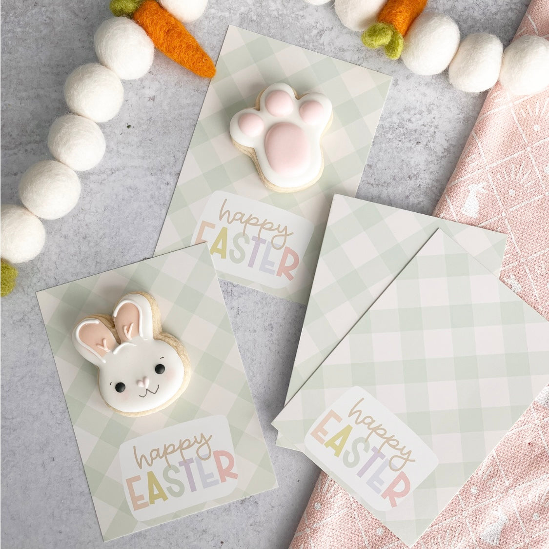 blue gingham happy easter 3.5x5" cookie cards - pack of 24