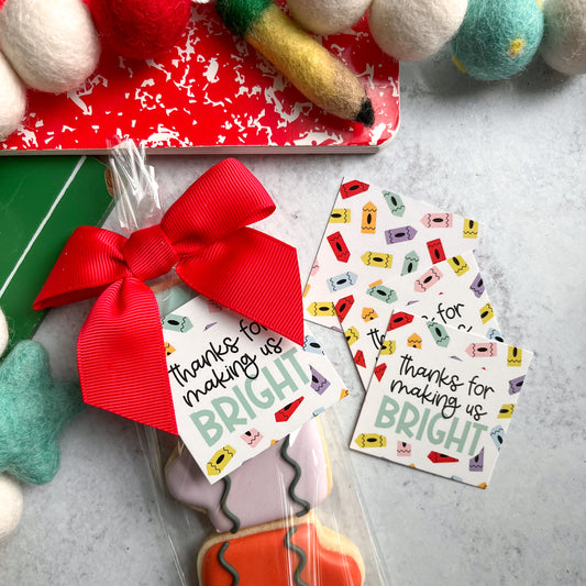thanks for making us bright square tags - pack of 24