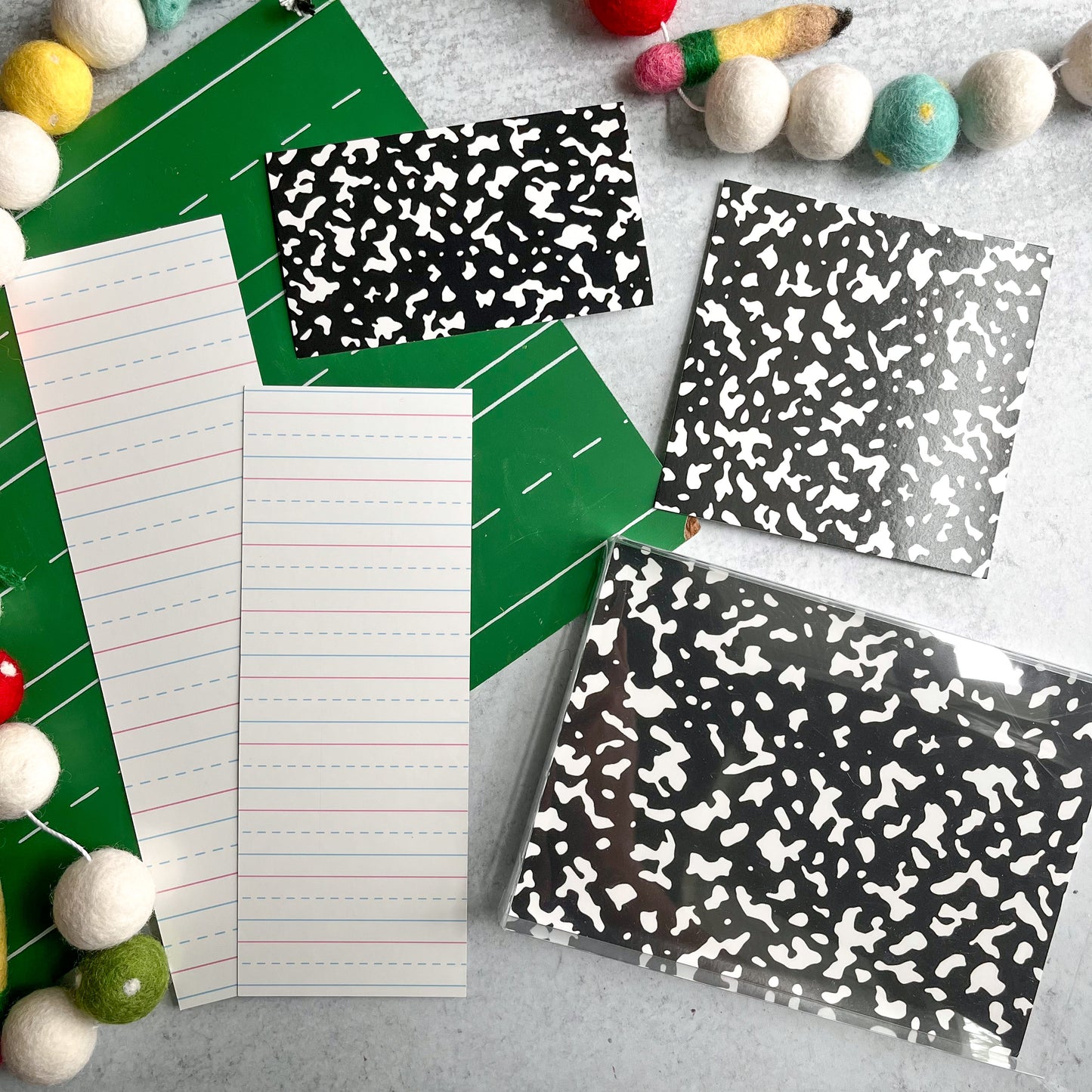 composition notebook and notebook paper double sided box backers - pack of 24