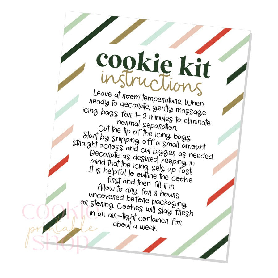 holiday cookie kit instructions card - digital download