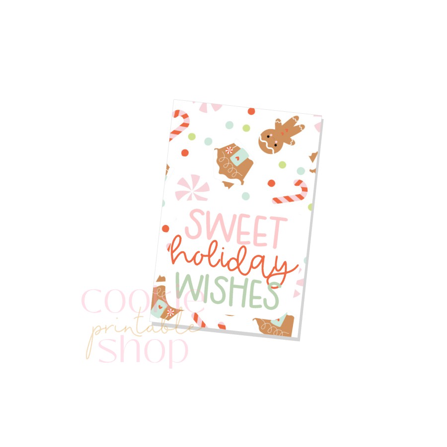 sweet holiday wishes rectangle tag - digital download