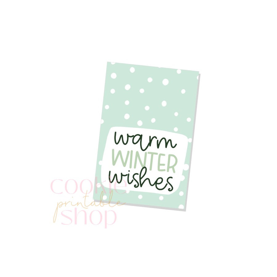 warm winter wishes rectangle tag - digital download