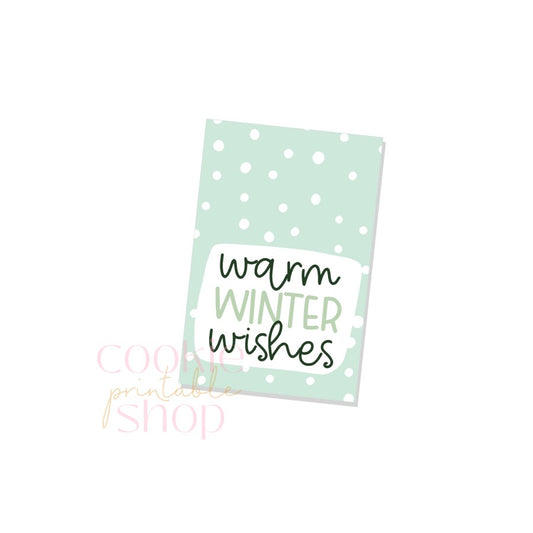 warm winter wishes rectangle tag - digital download