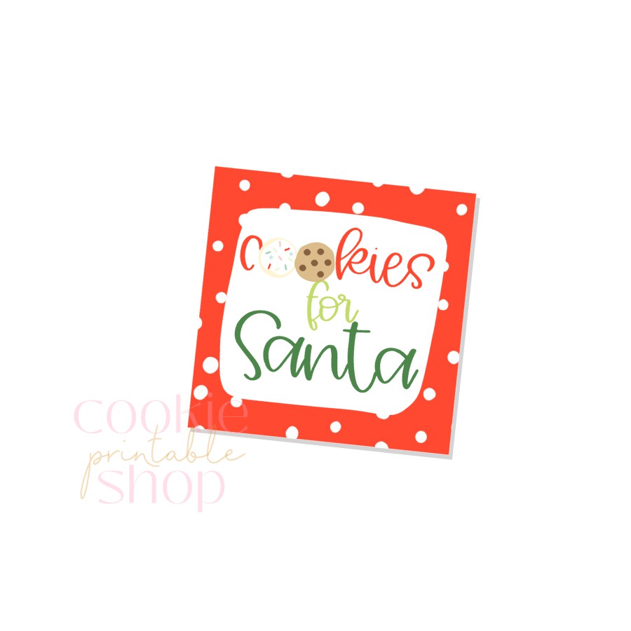 cookies for santa tag - digital download