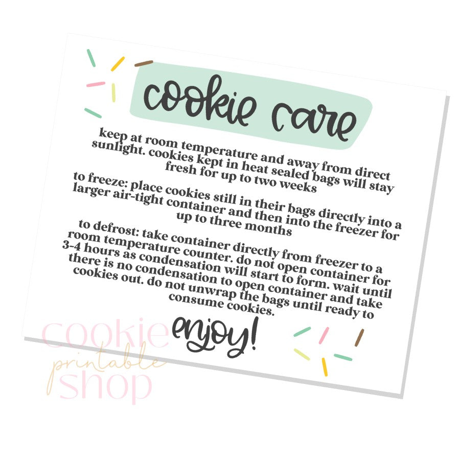 cookie care card - digital download – Sweet Dream Packaging LLC